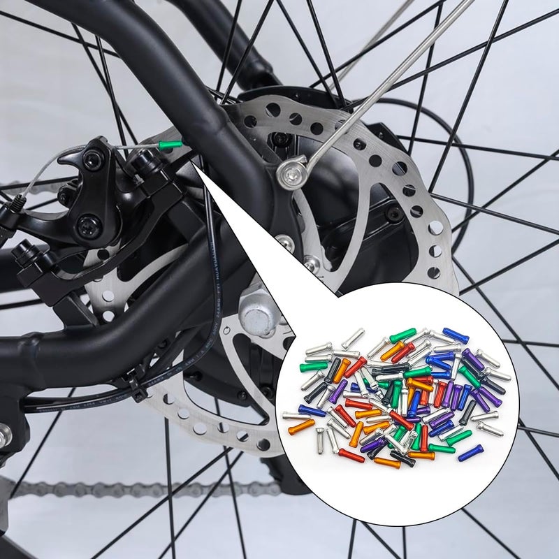 CKANDAY 100 Pcs Bike Cable End Caps, Cable End Crimps, Derailleur Cable Tips, Bike Brake Cable End Tips, Alloy Bicycle Wire End Caps, Brake Tips Shifter for Road Mountain Bicycle, 7 Colors - Image 5